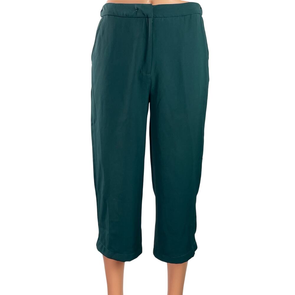 Vero Moda Women's Green High Waisted Straight Leg Ankle Capri Trousers Pants M